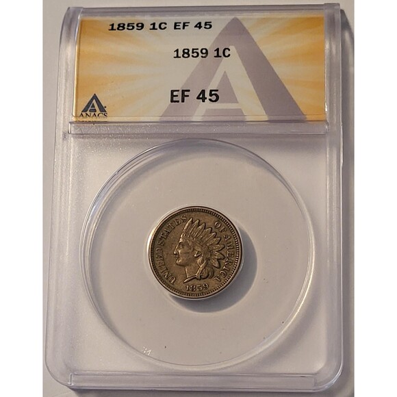 1859 Indian Head Cent XF45 ANACS - Picture 1 of 4